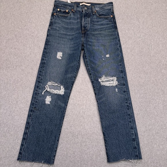 Levi's Premium Wedgie Straight Jeans Women's 26 (28x26) Blue Button Fly Big E - Picture 1 of 12